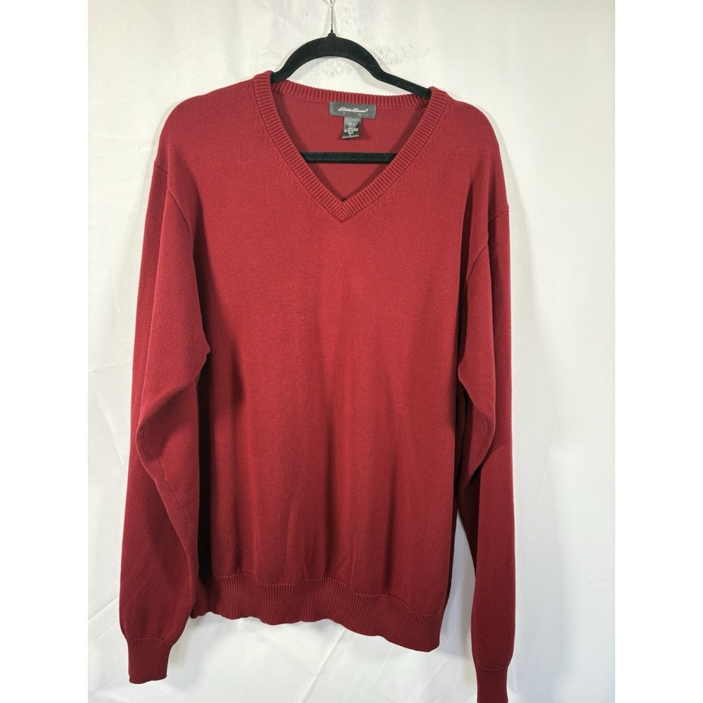 Eddie Bauer sweater size L Tall pullover V Neck red